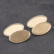 Pre-Owned 9ct Yellow Gold Oval Patterned Cufflinks 41191028