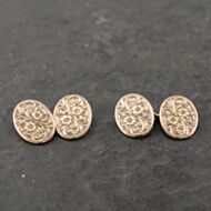 Pre-Owned Vintage 9ct Rose Gold Hand Engraved Oval Chain Cufflinks 41191030