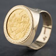 Pre-Owned 9ct Yellow Gold Full Sovereign Mount Only Coin Ring 41201167 - paired with 47-02-1116