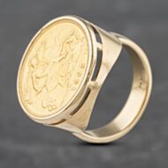 Pre-Owned Yellow Gold 1905 Half Sovereign Coin Ring 41201199