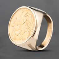 Pre-Owned Yellow Gold 1910 Full Sovereign Coin Ring 41201215