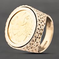 Pre-Owned 9ct Yellow Gold 1907 George V Full Sovereign Coin Ring 41201220