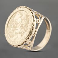 Pre-Owned 9ct Yellow Gold St George Coin Ring 41201223