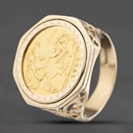 Pre-Owned Yellow Gold 1982 Queen Elizabeth II Half Sovereign Coin Ring 41201228