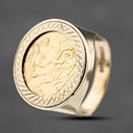 Pre-Owned 9ct Yellow Gold 1914 Half Sovereign Coin Ring 41201233