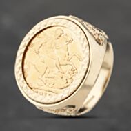 Pre-Owned Yellow Gold 1910 Full Sovereign Coin Ring 41201236