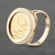 Pre-Owned Yellow Gold 1973 Queen Victoria Half Sovereign Isle Of Man Signet Ring 41201239