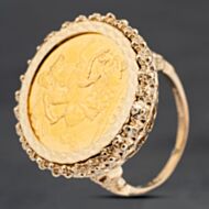 Pre-Owned Yellow Gold 1966 Queen Elizabeth II Full Sovereign Coin Ring 41201247