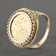 Pre-Owned Yellow Gold 1982 Queen Elizabeth Half Sovereign Coin Ring 41201253