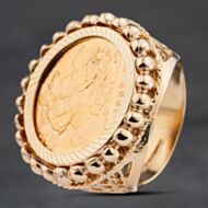Pre-Owned Yellow Gold 1967 Queen Elizabeth II Full Sovereign Coin Ring 41201256