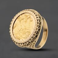Pre-Owned Yellow Gold 1980 Full Sovereign Coin Ring 41201294