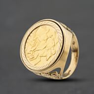 Pre-Owned Yellow Gold 1908 Full Sovereign Coin Ring 41201296