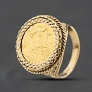 Pre-Owned 9ct Yellow Gold Queen Elizabeth II 1982 Half Sovereign Coin Ring 41201305