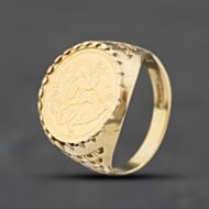Pre-Owned 9ct Yellow Gold 1989 1/20 oz Isle Of Man Angel Coin Ring 41201307