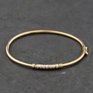Pre-Owned 9ct Three Colour Gold Rotating Beads Hinged Bangle 412102163279
