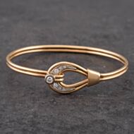 Pre-Owned 9ct Yellow Gold Cubic Zirconia Hook Standard Bangle 41211127
