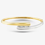 Pre-Owned 18ct Two Colour Gold Crossover Channel Standard Hinged Bangle 41211330