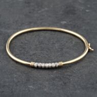 Pre-Owned 9ct Two Colour Gold Diamond Cut Spinning Balls Standard Hinged Bangle 41211334