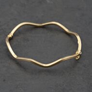 Pre-Owned 9ct Yellow Gold Wavey Hinged Bangle 41211352