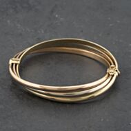 Pre-Owned 14ct Three Colour Gold Twisted Three Row Standard Hinged Bangle 41211355