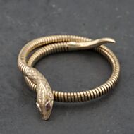 Pre-Owned 9ct Yellow Gold Engraved Snake Wraparound Standard Expandable Bangle 41211356