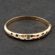 Pre-Owned 14ct Yellow Gold 0.16ct Multi Stone Hinged Bangle 41211372
