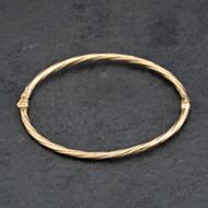 Pre-Owned 9ct Yellow Gold Twist Hinged Bangle 41211380
