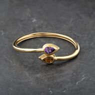 Pre-Owned 18ct Yellow Gold Citrine & Amethyst Set Torque Bangle 41211393