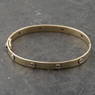 Pre-Owned 9ct Two Colour Gold Screw Head Design Hinged Bangle 41211395