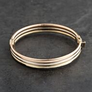 Pre-Owned 9ct Three Colour Gold Three Row Hinged Bangle 41211398