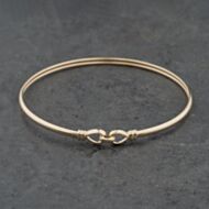 Pre-Owned 9ct Yellow Gold Flexible Pear Shape Chain Link Clip Closing Standard Simple Bangle 41211401