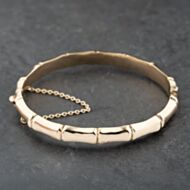 Pre-Owned Vintage 9ct Yellow Gold Bamboo Pattern Hinged Bangle 41211412