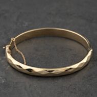 Pre-Owned 9ct Yellow Gold Facetted Hinged Bangle 41211461