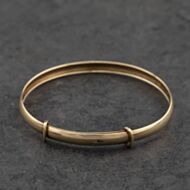 Pre-Owned 9ct Yellow Gold Diamond Set Small Expandable Bangle 41211468