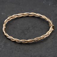 Pre-Owned 9ct Two Colour Gold Woven Hinged Bangle 41211474