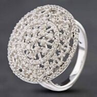 Pre-Owned Sterling Silver Brilliant Cut Diamond Open Work Cluster Ring 412200214