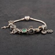 Pre-Owned Pandora Silver Multi Stone 19cm Charm Bracelet 41221064