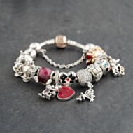 Pre-Owned Pandora Silver Multi Stone Pandora Assorted Disney 6.5 Inch Charm Bracelet 41221379