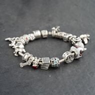 Pre-Owned Pandora Silver Multi Stone Pandora Assorted 8 Inch Charm Bracelet 41221386