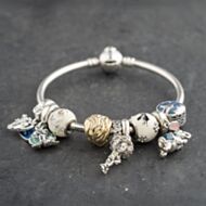 Pre-Owned Pandora Silver Multi Stone Pandora 9 Assorted Disney Medium Charm Bangle 41221387