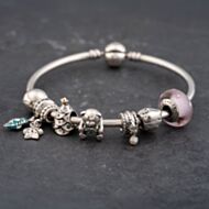 Pre-Owned Pandora Silver Multi Stone Pandora 19cm Plain Charm Bangle 41221420