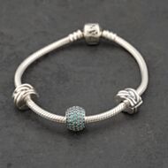 Pre-Owned Pandora Silver Pandora 3 Assorted Charms And 7 Inch Charm Bracelet 41221422