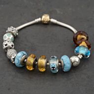 Pre-Owned Pandora Silver Pandora 14 Assorted Glass Bead And Cz 9 Inch Charm Bracelet 41221424