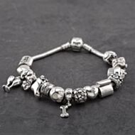 Pre-Owned Pandora Silver With Fifteen Various Charms 8 Inch Bracelet 41221431