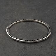 Pre-Owned Pandora Silver Cubic Zirconia Hinged Bangle 41221443