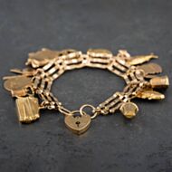 Pre-Owned 9ct Yellow Gold Three Bar Gate Charm Bracelet 4123048