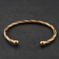 Pre-Owned 9ct Yellow Gold Twisted Large Torque Bangle 41240015