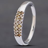 Pre-Owned Sterling Silver Brilliant Cut Diamond Two Row Ring 412500859