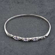 Pre-Owned Silver Amethyst Hinged Bangle 41251401