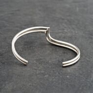 Pre-Owned Silver Double Wave Standard Cuff Bangle 41251458